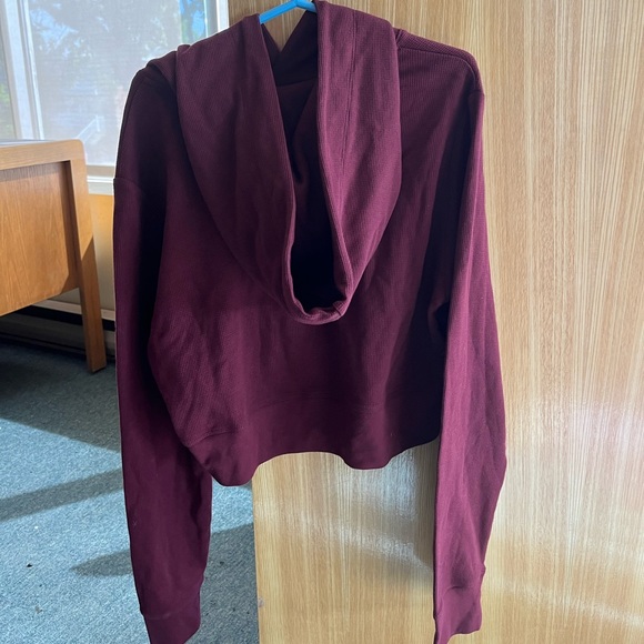 aritzia red thermal cropped hoodie - Picture 2 of 3
